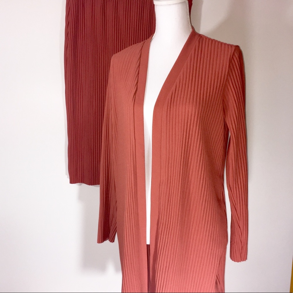 Pleated open front jacket